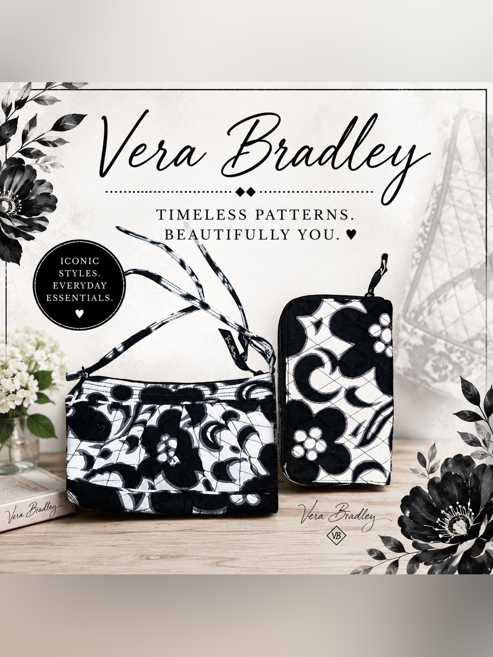 Vera Bradley Frannie Crescent Crossbody and Wallet Set